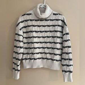 Cropped Striped Turtleneck Sweater